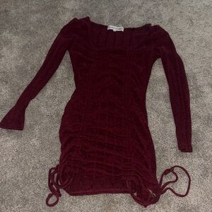 Almost Famous Burgundy Long Sleeve Dress